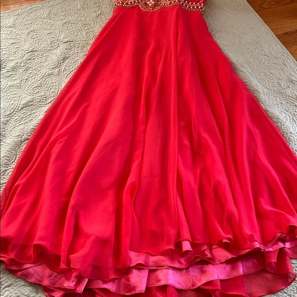 🆕 Rachel Allan Perfect Angels Beaded Halter A-Line Gown Prom Dress size 22 - Picture 5 of 14